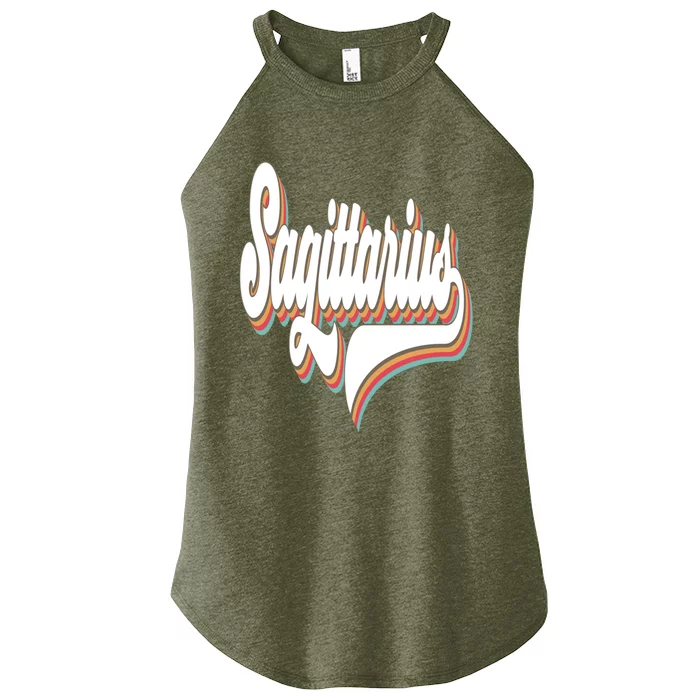 Retro Sagittarius Zodiac Astrology Great Gift Women’s Perfect Tri Rocker Tank