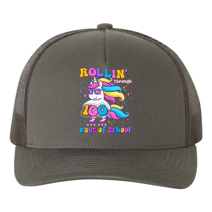 Rollin Through 100 Days Of School Roller Skating Unicorn Yupoong Adult 5-Panel Trucker Hat