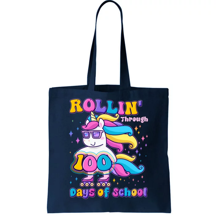 Rollin Through 100 Days Of School Roller Skating Unicorn Tote Bag