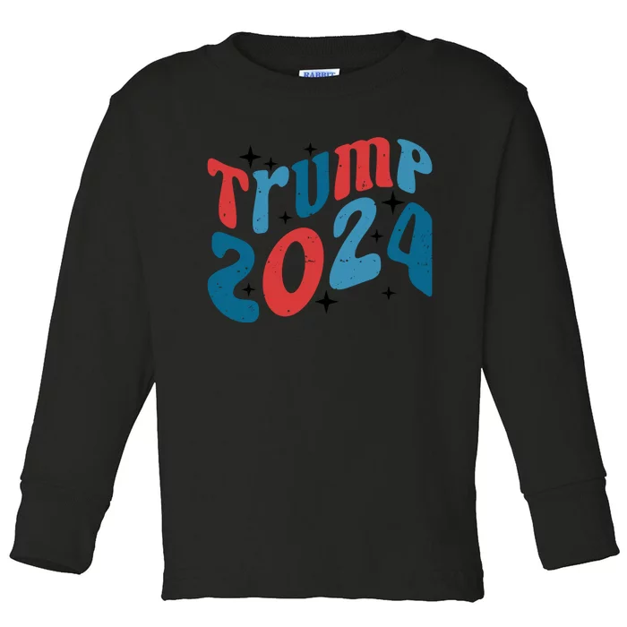 Retro Trump 2024 Era Graphic Toddler Long Sleeve Shirt