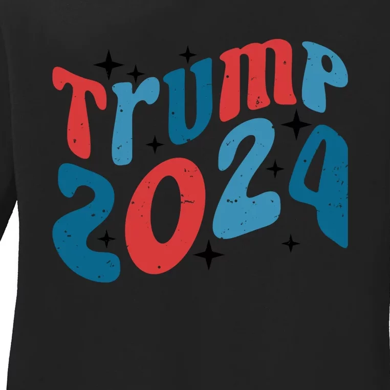 Retro Trump 2024 Era Graphic Ladies Long Sleeve Shirt