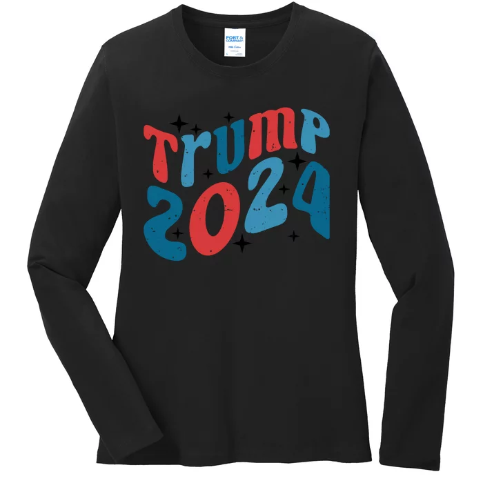 Retro Trump 2024 Era Graphic Ladies Long Sleeve Shirt