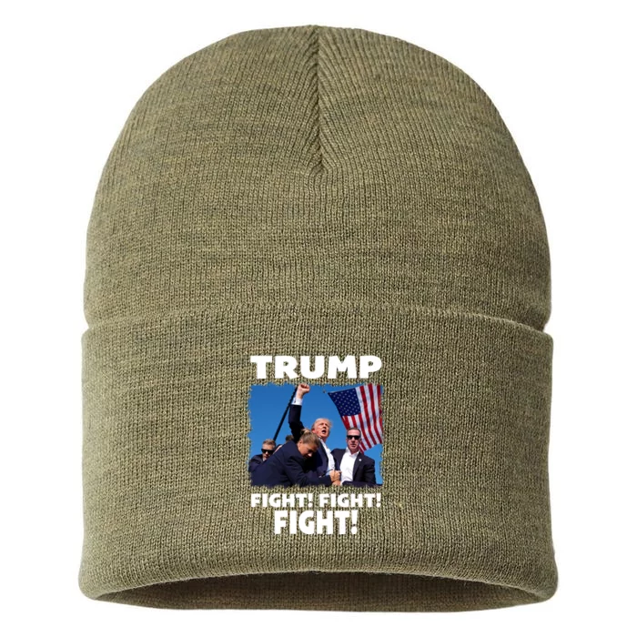 Retro Trump 2024 Fight Sustainable Knit Beanie