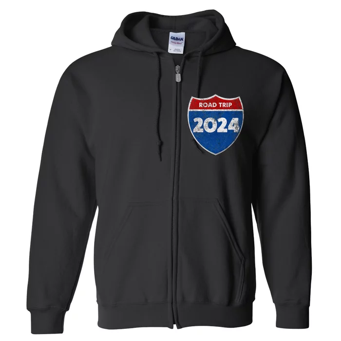 Road Trip 2024 Sign Matching Family Group Full Zip Hoodie