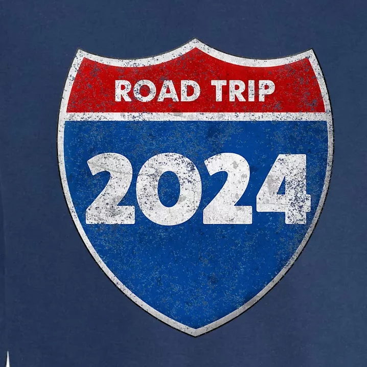 Road Trip 2024 Sign Matching Family Group Garment-Dyed Sweatshirt