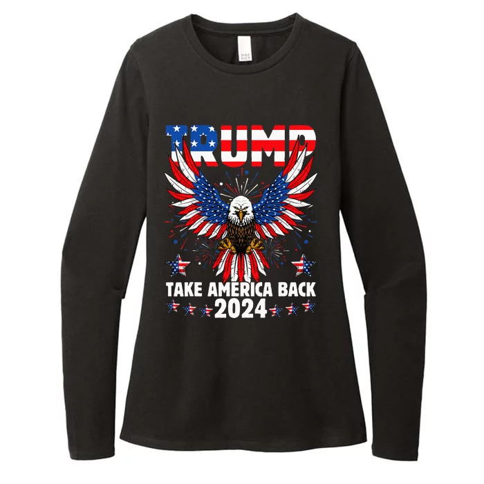 Retro Trump 2024 Take America Back American Flag Trump 2024 Womens CVC Long Sleeve Shirt