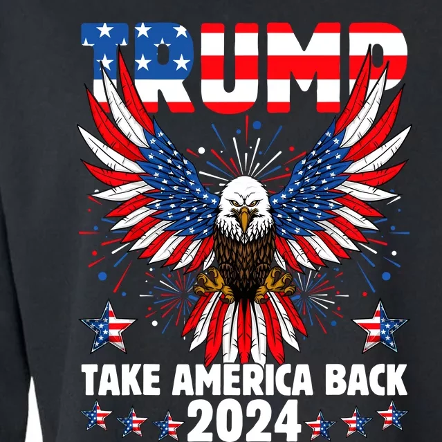 Retro Trump 2024 Take America Back American Flag Trump 2024 Cropped Pullover Crew