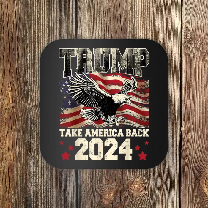 Retro Trump 2024 Take America Back American Flag Trump 2024 Coaster