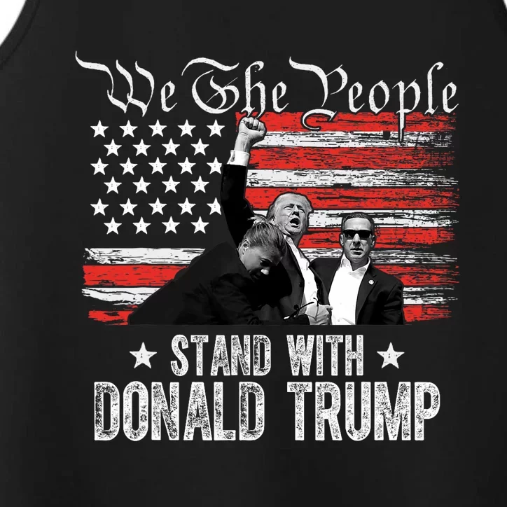 Retro Trump 2024 American Flag Stand With Donald Trump Performance Tank