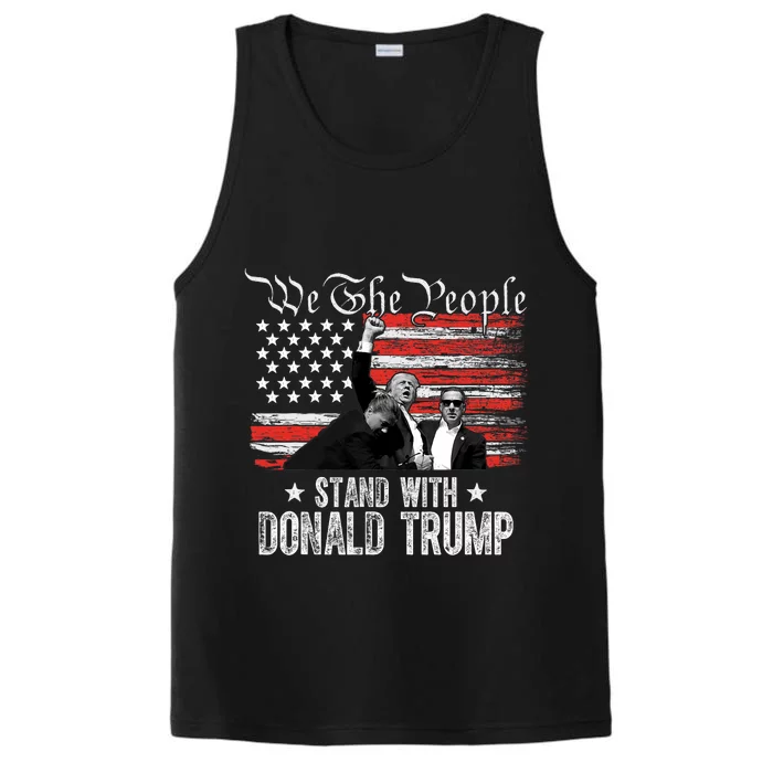 Retro Trump 2024 American Flag Stand With Donald Trump Performance Tank