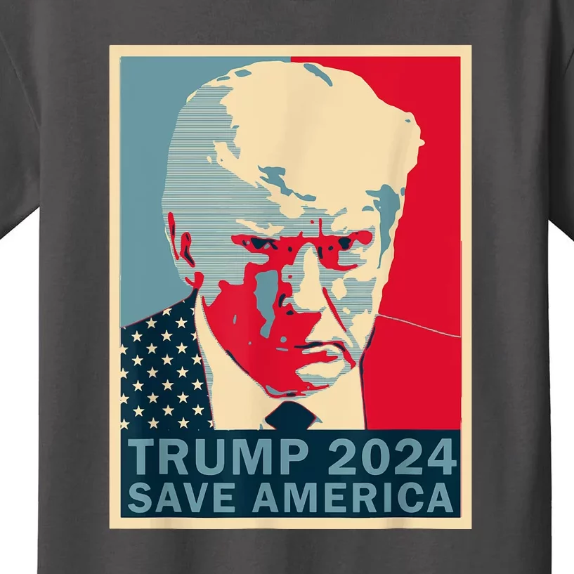 Retro Trump 2024 Save America Funny Trump Mug Shot Gift Kids T-Shirt