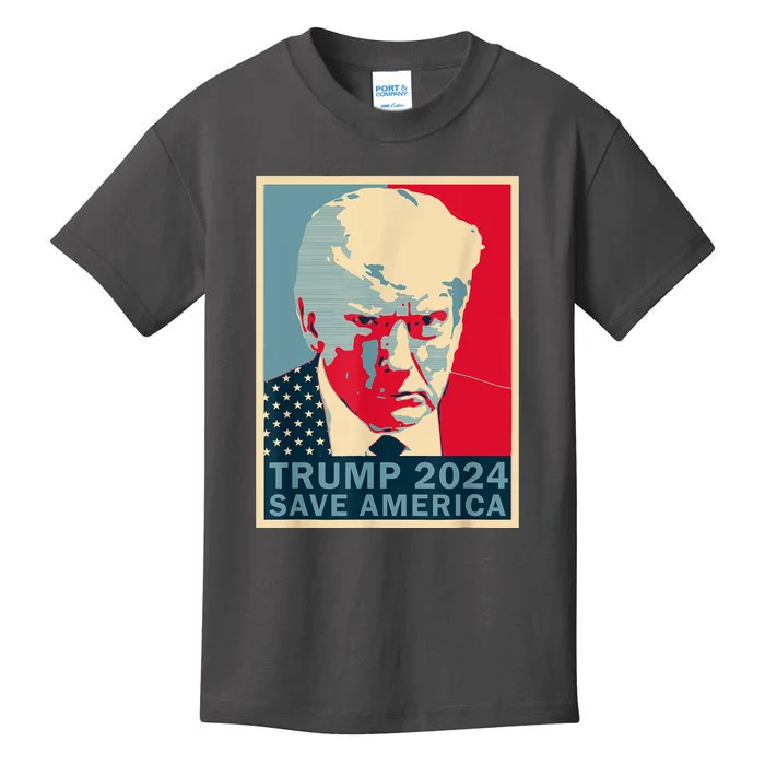 Retro Trump 2024 Save America Funny Trump Mug Shot Gift Kids T-Shirt