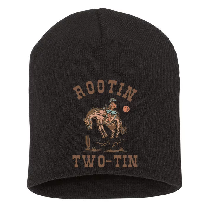 Rootin Twotin 2nd Birthday 2 Year Old Western Cow Bday Short Acrylic Beanie