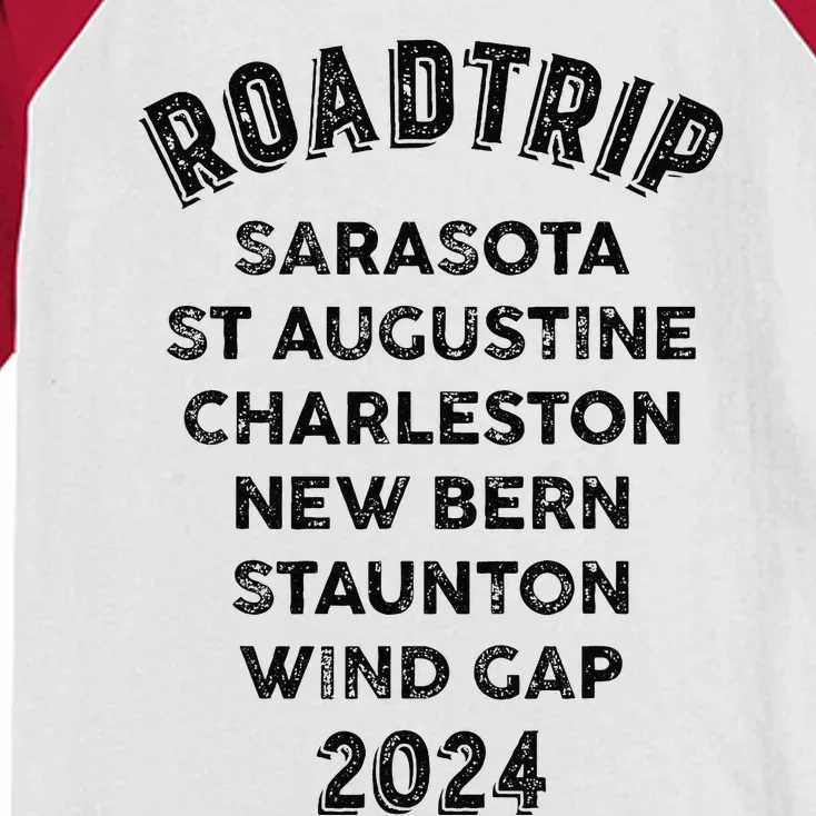 Road Trip 2024 Sarasota To Wind Gap East Coast Scenic Drive Kids Colorblock Raglan Jersey