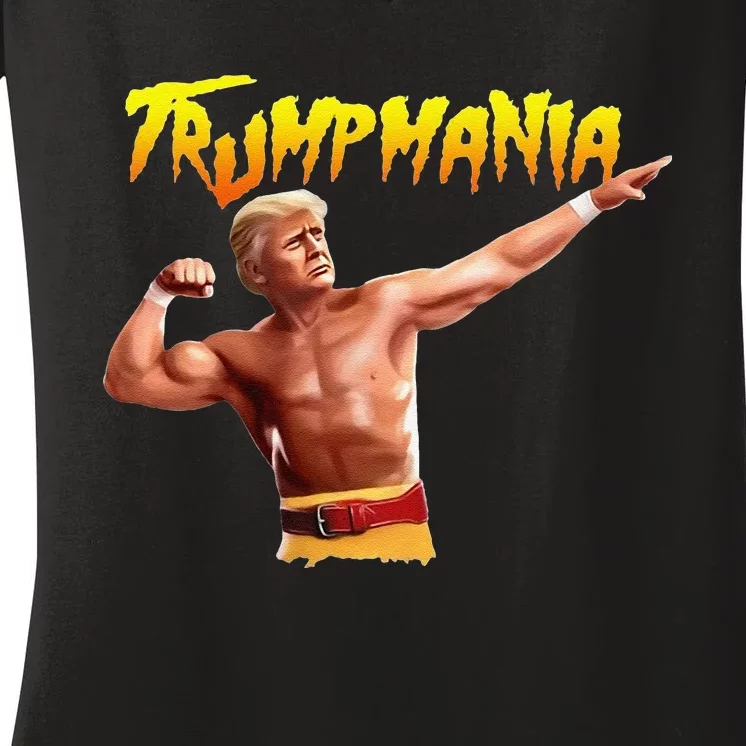 Retro Trump 45 Mania 47 Still Standing Trump 2024 Women's V-Neck T-Shirt