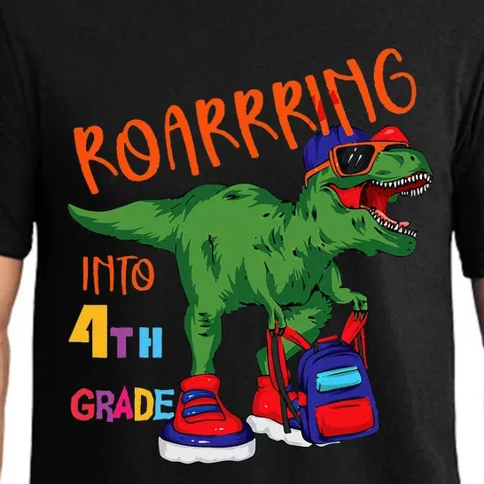 Roarring to 4th grade back to school Dinosaur with backpack Pajama Set