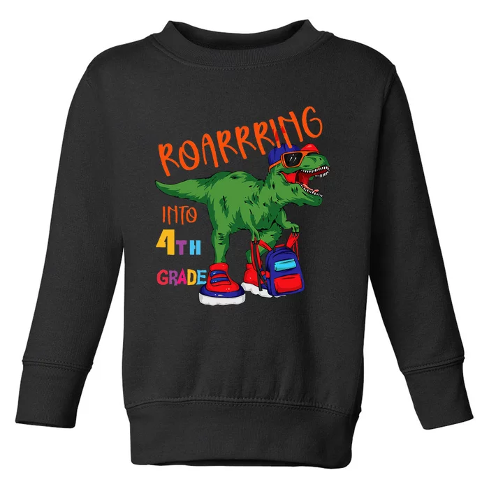 Roarring to 4th grade back to school Dinosaur with backpack Toddler Sweatshirt