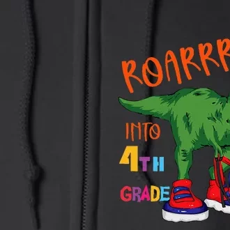 Roarring to 4th grade back to school Dinosaur with backpack Full Zip Hoodie