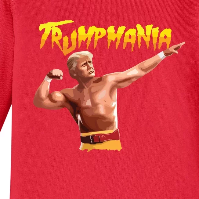 Retro Trump 45 Mania 47 Still Standing Trump 2024 Baby Long Sleeve Bodysuit