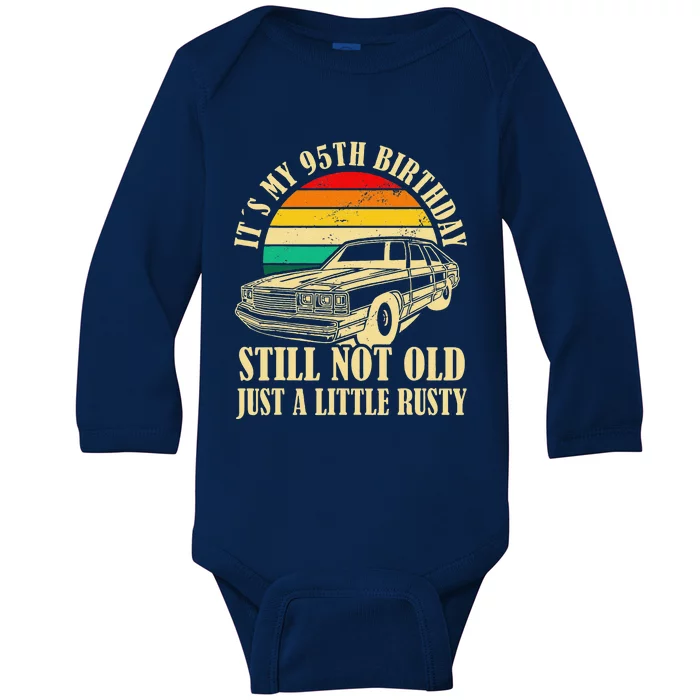 Retro Turning 95 Years Old Vintage 95th Birthday Baby Long Sleeve Bodysuit