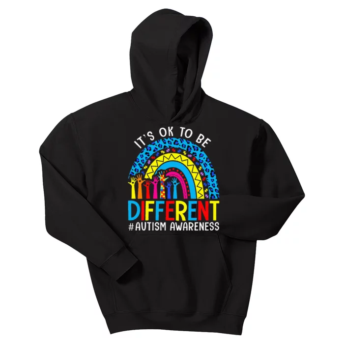 Rainbow Trendy Autism Awareness Tee It's Ok To Be Different Kids Hoodie