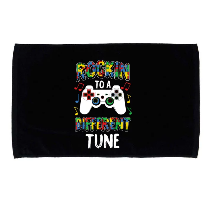 Rocking To A Different Tune Autism Awareness Gamer Gift Microfiber Hand Towel