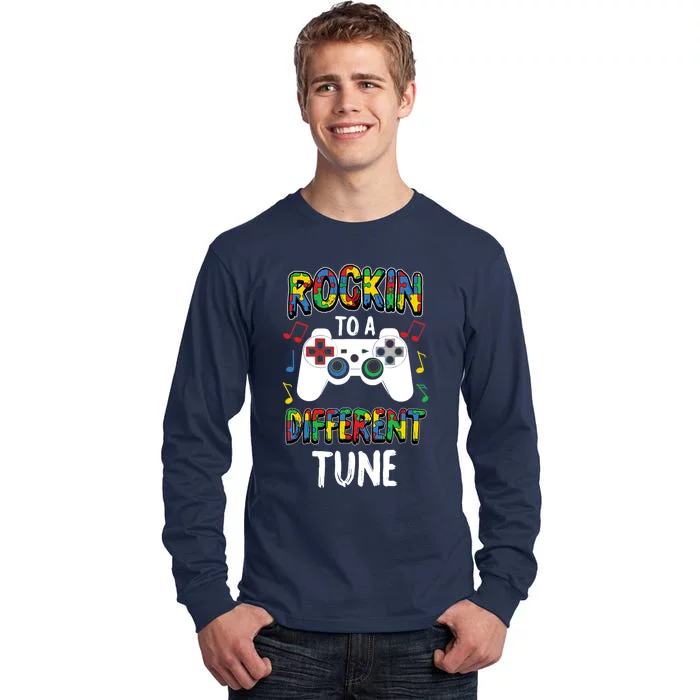 Rocking To A Different Tune Autism Awareness Gamer Gift Tall Long Sleeve T-Shirt