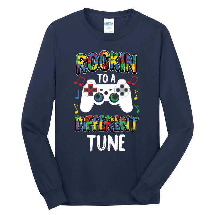 Rocking To A Different Tune Autism Awareness Gamer Gift Tall Long Sleeve T-Shirt