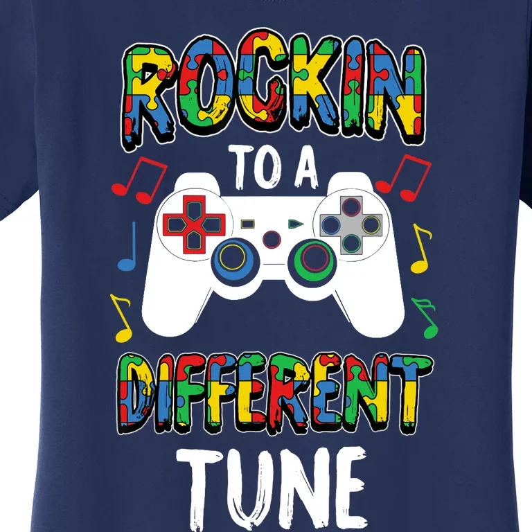 Rocking To A Different Tune Autism Awareness Gamer Gift Women's T-Shirt