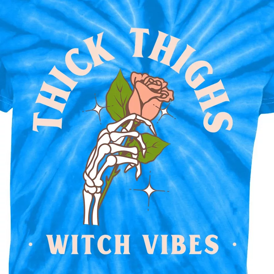 Rose Tattoo Aesthetic Thick Thighs Witch Vibes Skeleton Cool Gift Kids Tie-Dye T-Shirt