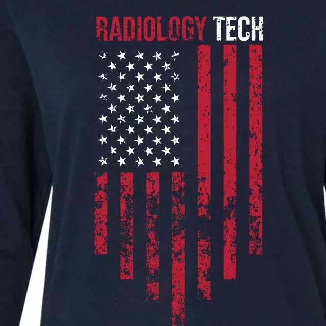 Radiology Tech American Flag Usa Xray Technologist Gift Womens Cotton Relaxed Long Sleeve T-Shirt