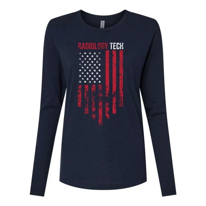 Radiology Tech American Flag Usa Xray Technologist Gift Womens Cotton Relaxed Long Sleeve T-Shirt