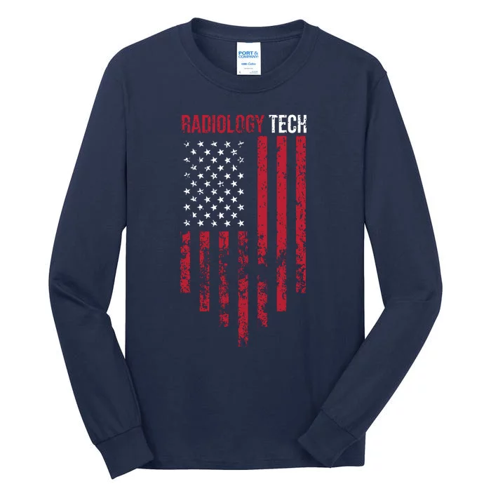 Radiology Tech American Flag Usa Xray Technologist Gift Tall Long Sleeve T-Shirt