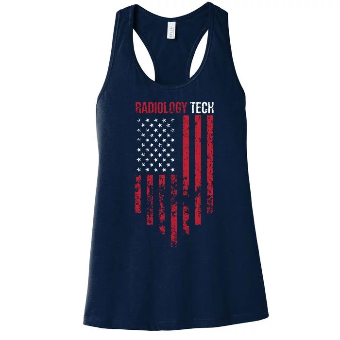 Radiology Tech American Flag Usa Xray Technologist Gift Women's Racerback Tank