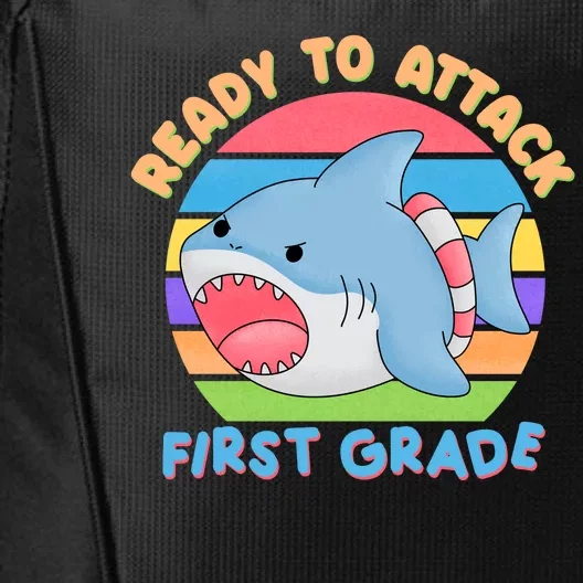 Ready To Attack First Grade Funny Shark City Backpack