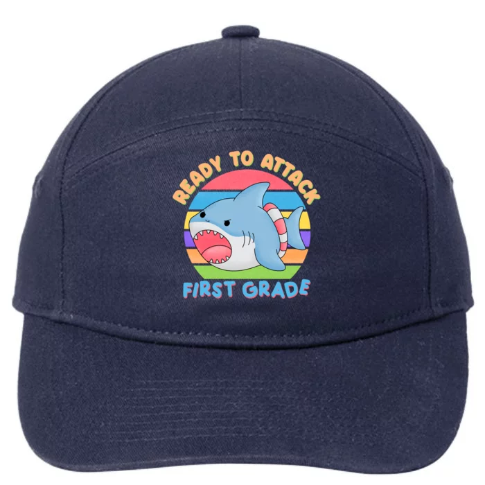 Ready To Attack First Grade Funny Shark 7-Panel Snapback Hat