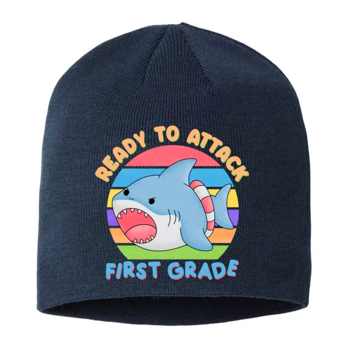 Ready To Attack First Grade Funny Shark 8 1/2in Sustainable Knit Beanie