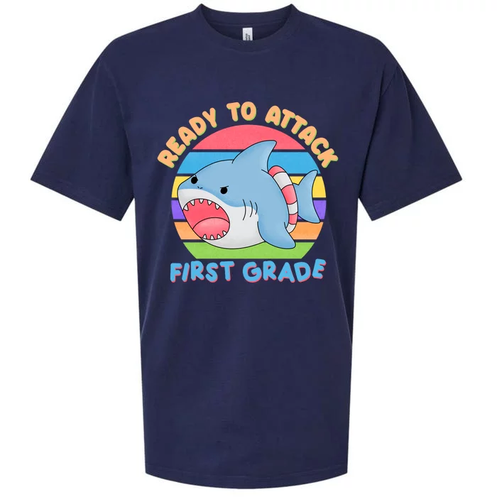 Ready To Attack First Grade Funny Shark Sueded Cloud Jersey T-Shirt