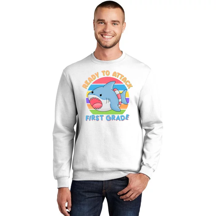 Ready To Attack First Grade Funny Shark Sweatshirt