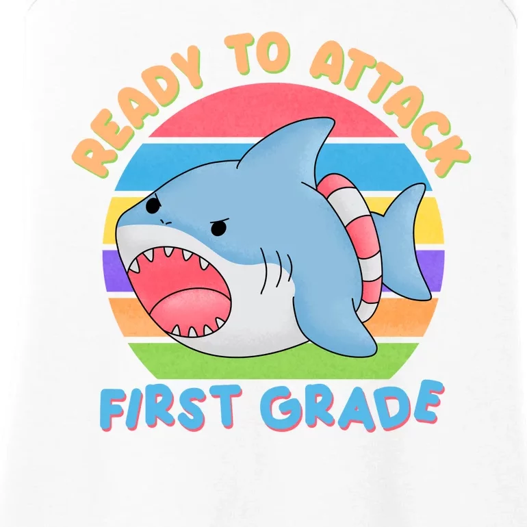 Ready To Attack First Grade Funny Shark Ladies Essential Tank