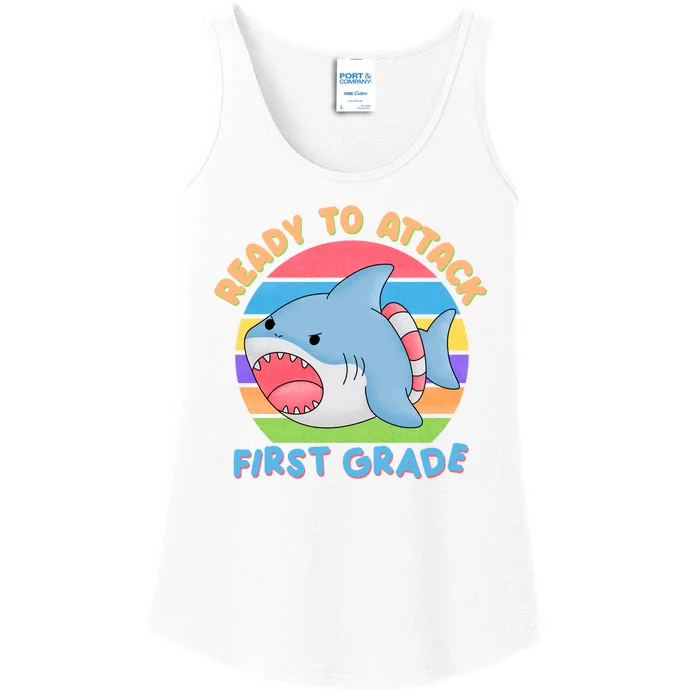 Ready To Attack First Grade Funny Shark Ladies Essential Tank