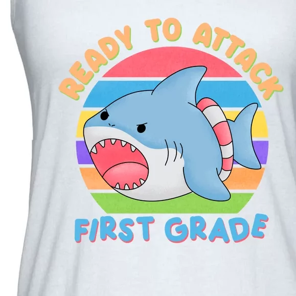 Ready To Attack First Grade Funny Shark Ladies Essential Flowy Tank