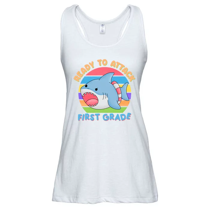 Ready To Attack First Grade Funny Shark Ladies Essential Flowy Tank