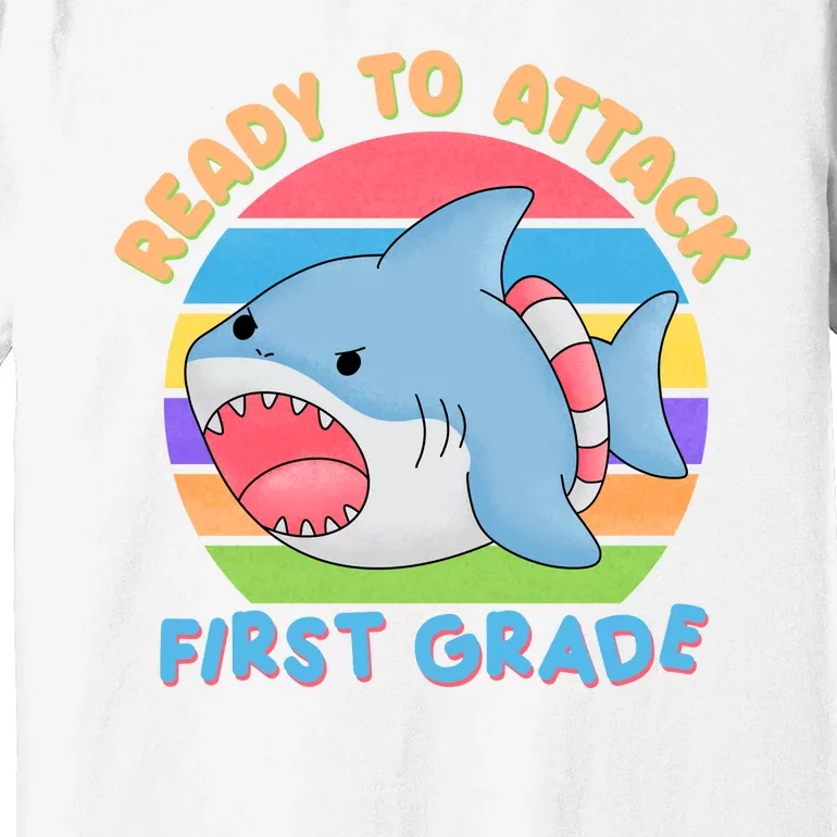 Ready To Attack First Grade Funny Shark Premium T-Shirt