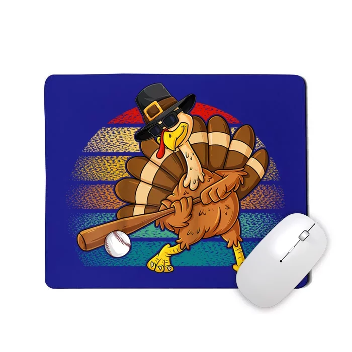 Retro Turkey And Baseball Ball Autumn Fall Vibes Thanksgiving Cute Gift Mousepad