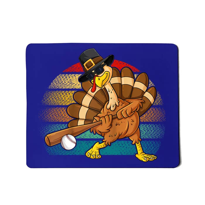 Retro Turkey And Baseball Ball Autumn Fall Vibes Thanksgiving Cute Gift Mousepad