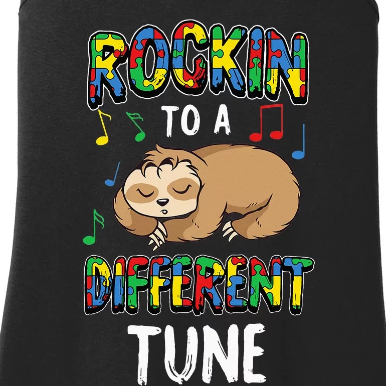 Rocking To A Different Tune Autism Awareness Sloth Ladies Essential Tank