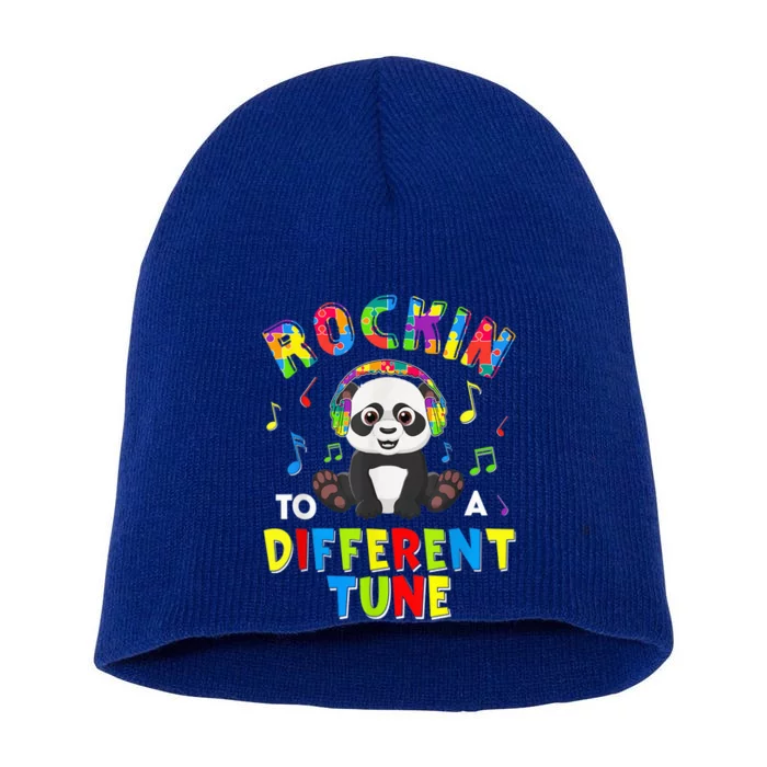 Rockin' To A Different Tune Panda Autism Awareness Short Acrylic Beanie