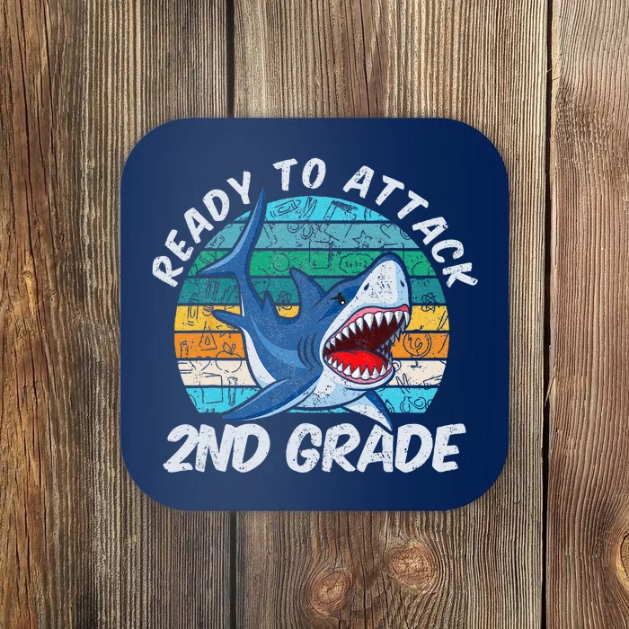 Ready To Attack 2nd Grade Shark Gift Back To School Coaster