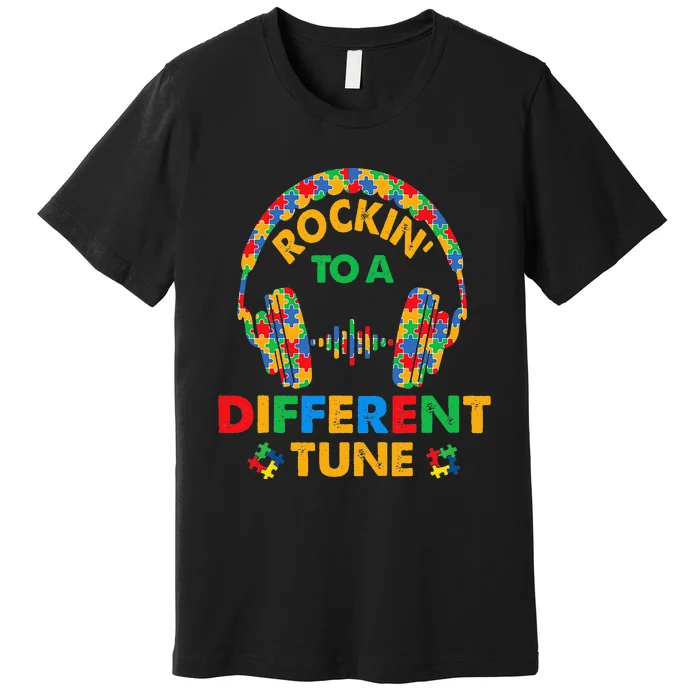 Rockin' To A Different Tune autism Awareness Premium T-Shirt